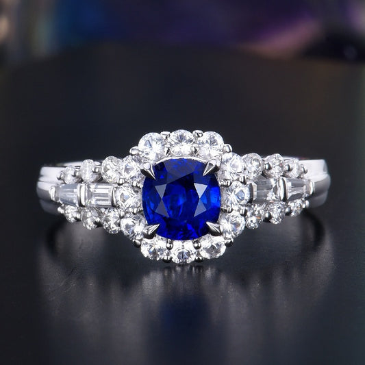 Natural Sapphire Ring Cushion Cut only 1 Piece Design