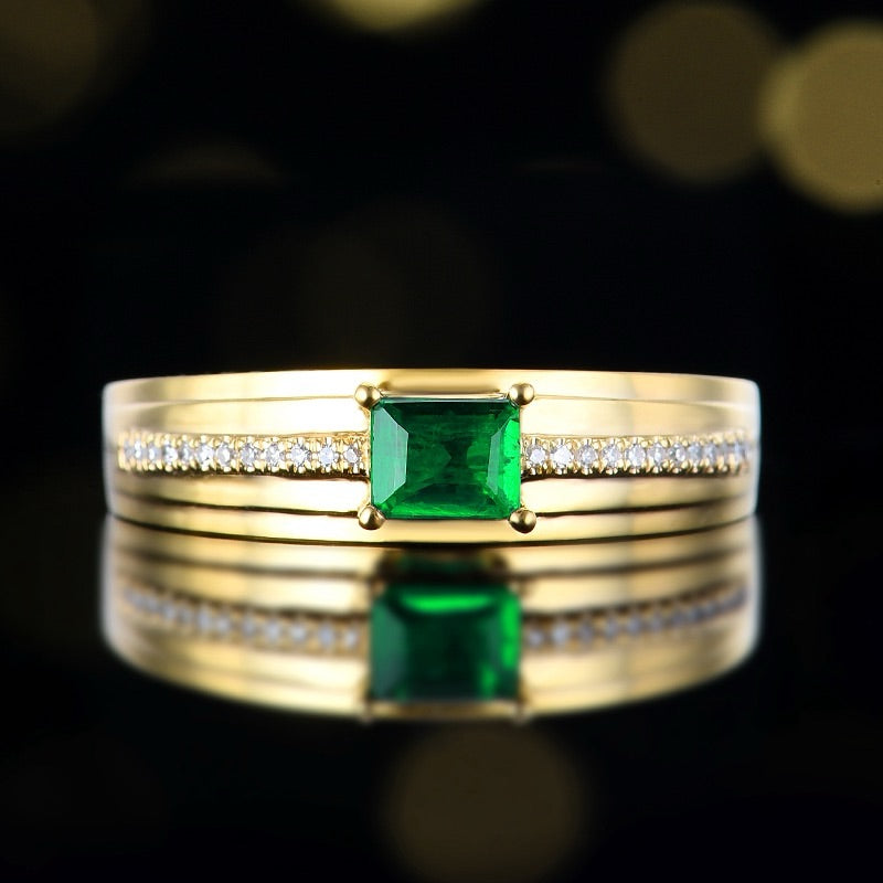 Nature Afghanistan emerald ring with wide ring band