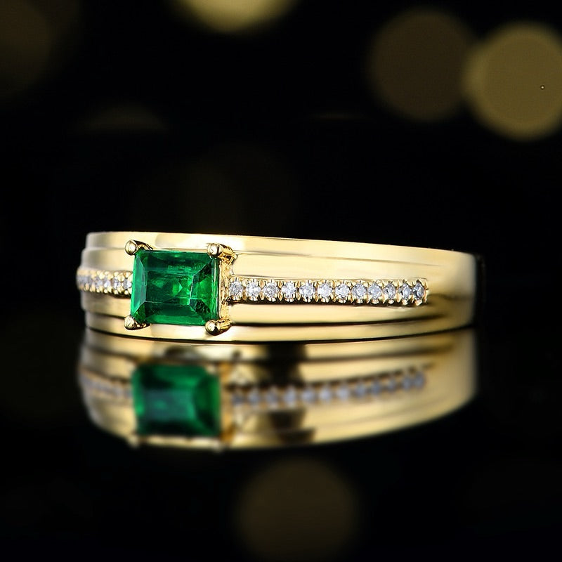 Nature Afghanistan emerald ring with wide ring band