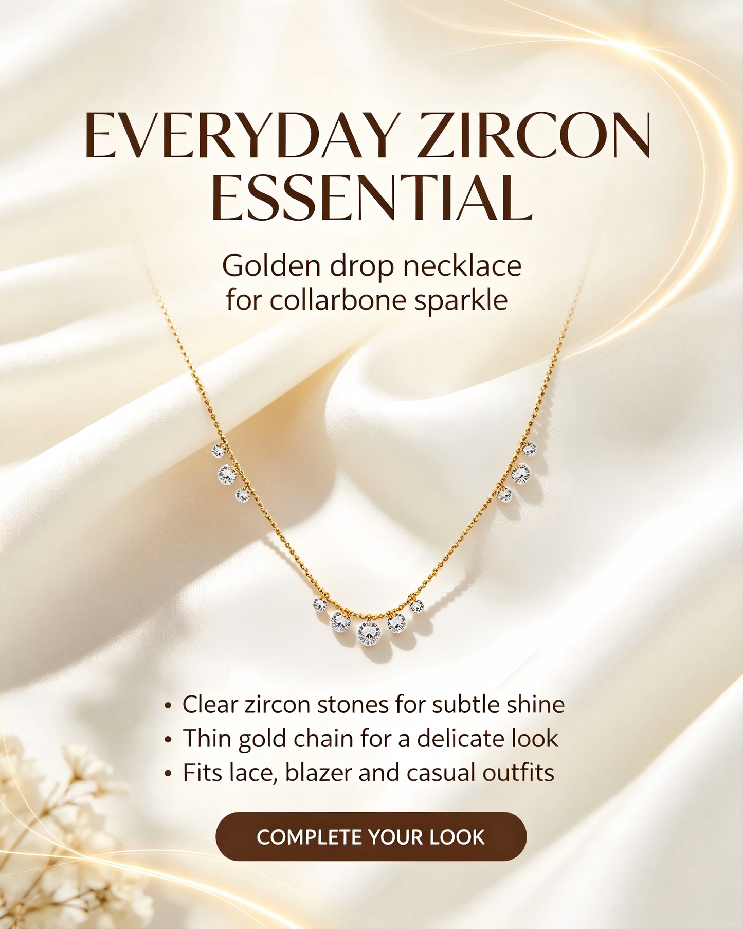 Raindrop Sparkle Dangling Zircon Necklace