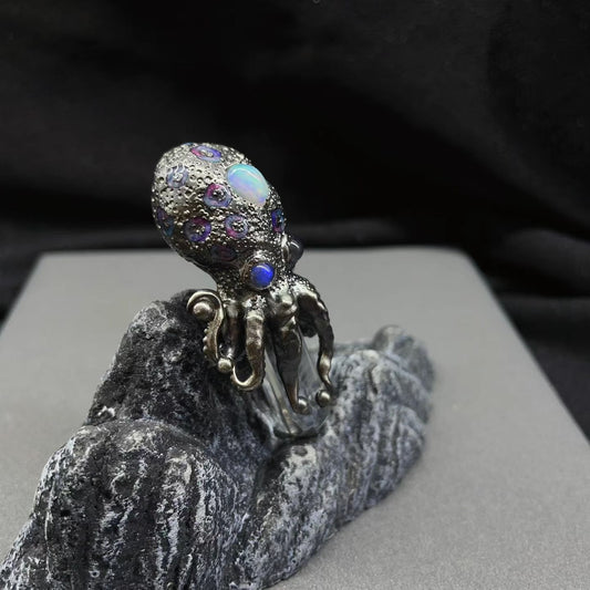 One‑of‑Kind Deep‑Sea Octopus Silver Art Ornament