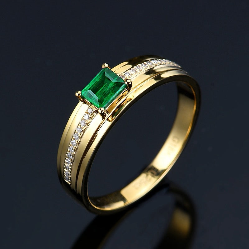 Nature Afghanistan emerald ring with wide ring band