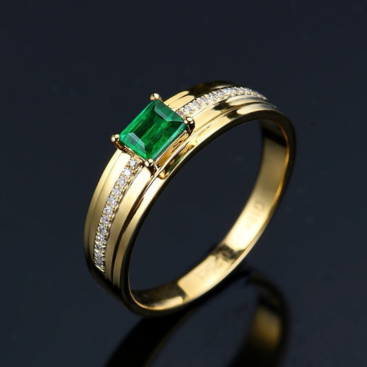 Nature Afghanistan emerald ring with wide ring band