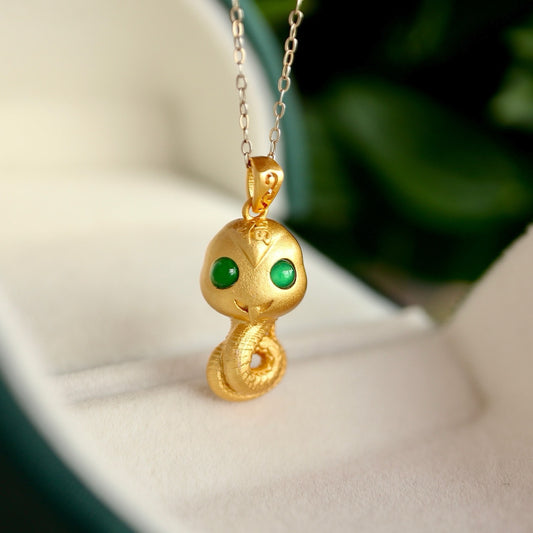 18K gold plated sterling silver 925 snake shape necklace