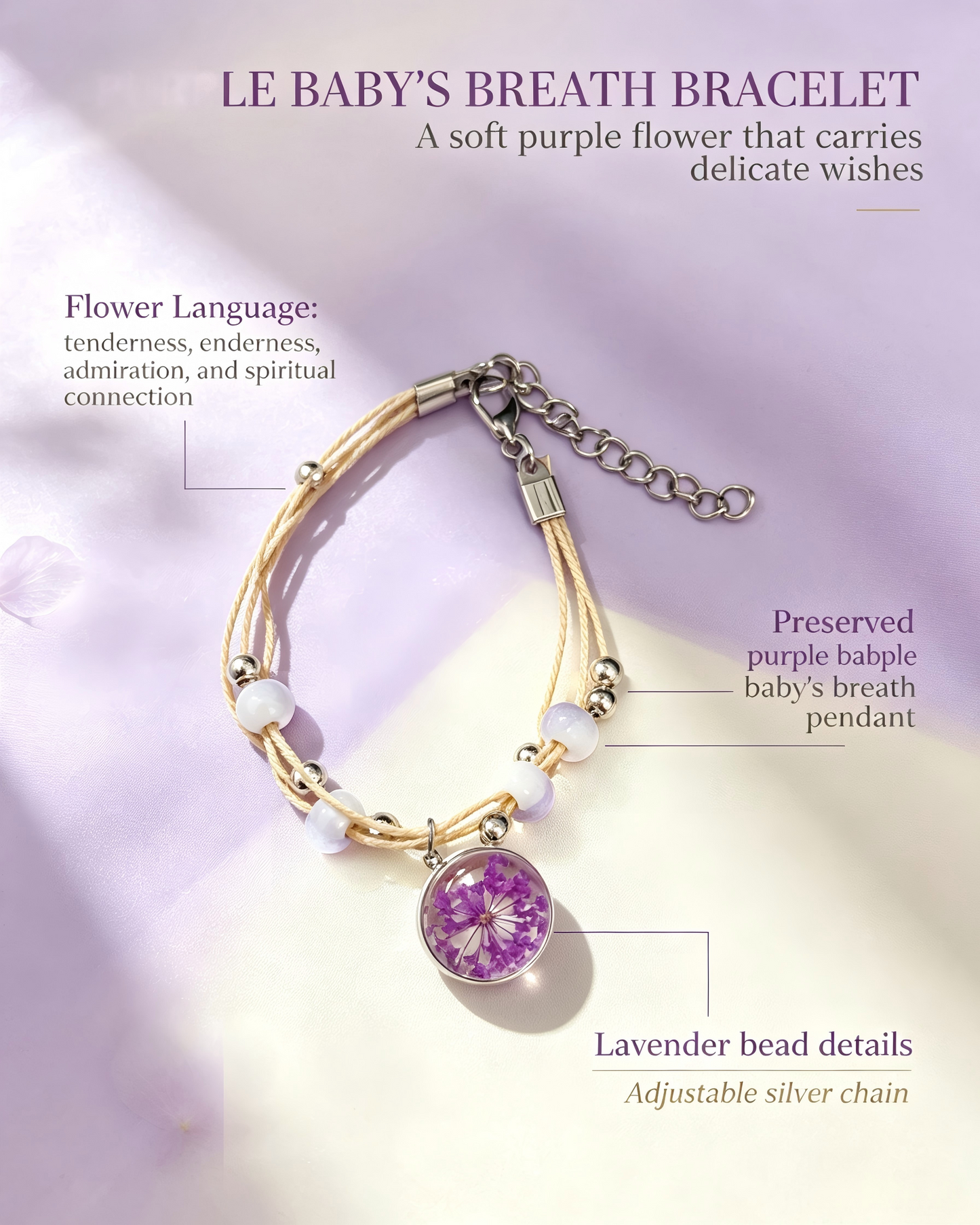Floral Bracelet Blind Bag 9 Designs, Hidden Rare White Chrysanthemum Bracelet with "made with love" Heart & Four-Leaf Clover, Surprise Gift Jewelry for Ladies