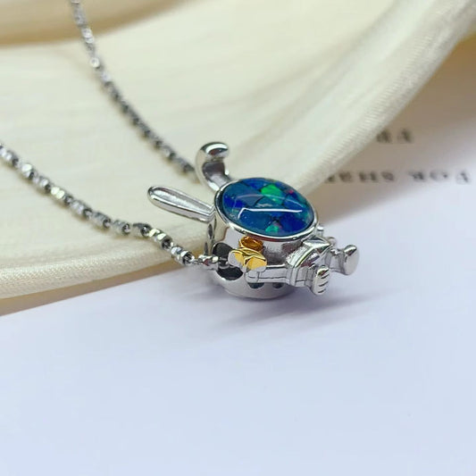 925 Sterling Silver Mosaic Opal Tiny Rabbit Pendant Necklace | Hand‑Inlaid Colorful Opal Fragment Jewelry
