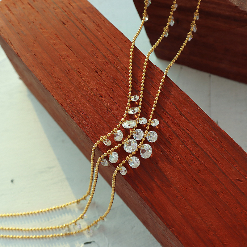 Raindrop Sparkle Dangling Zircon Necklace