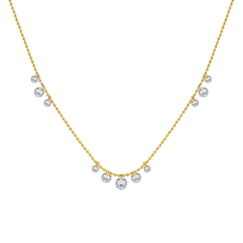 Raindrop Sparkle Dangling Zircon Necklace