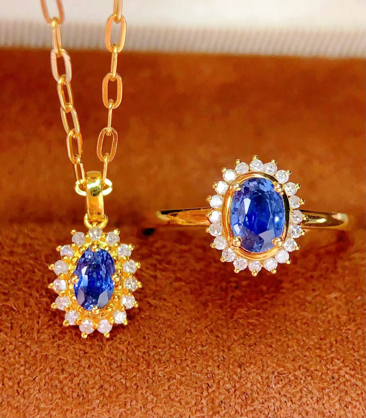 Natural Sapphire set ( necklace and Ring)