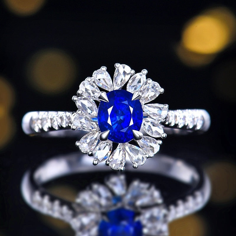 Natural Sapphire Ring with brilliant cut only 1 piece design
