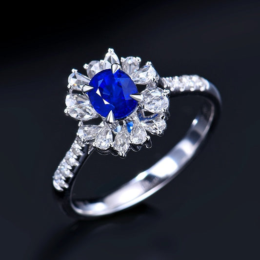 Natural Sapphire Ring with brilliant cut only 1 piece design