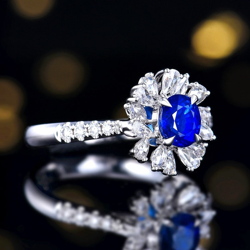 Natural Sapphire Ring with brilliant cut only 1 piece design