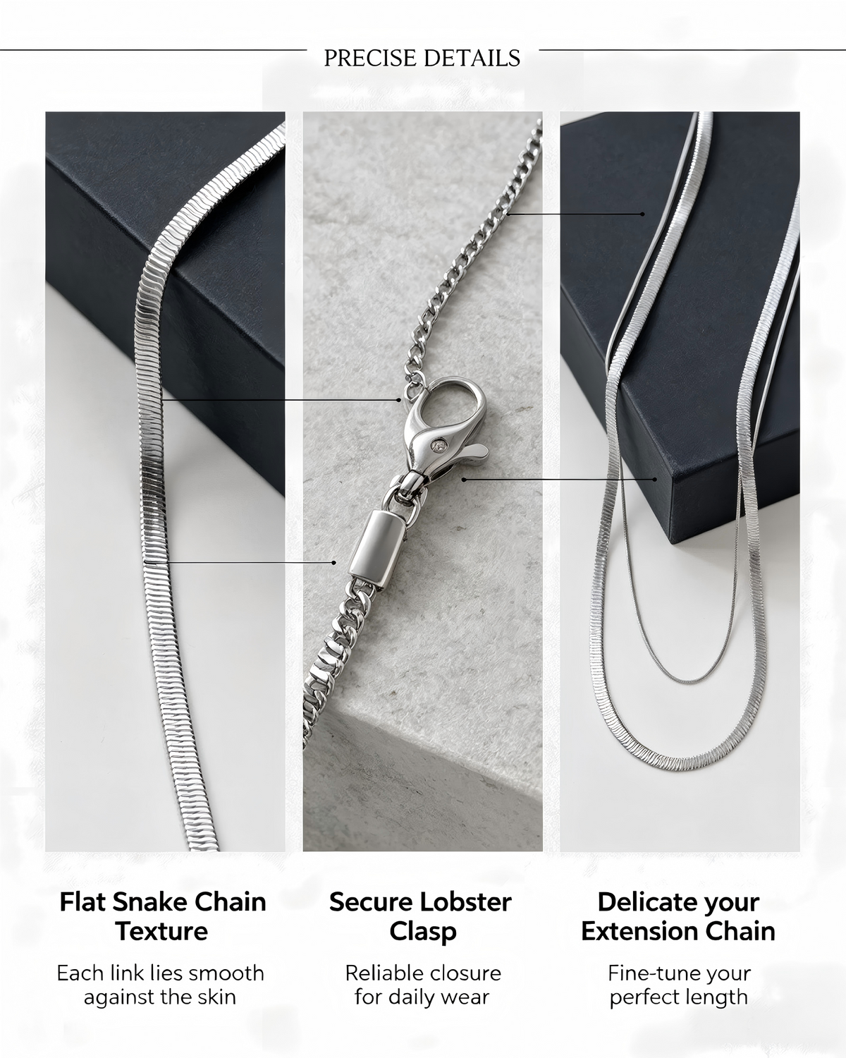 Double Layer Snake Bone Titanium Steel Necklace