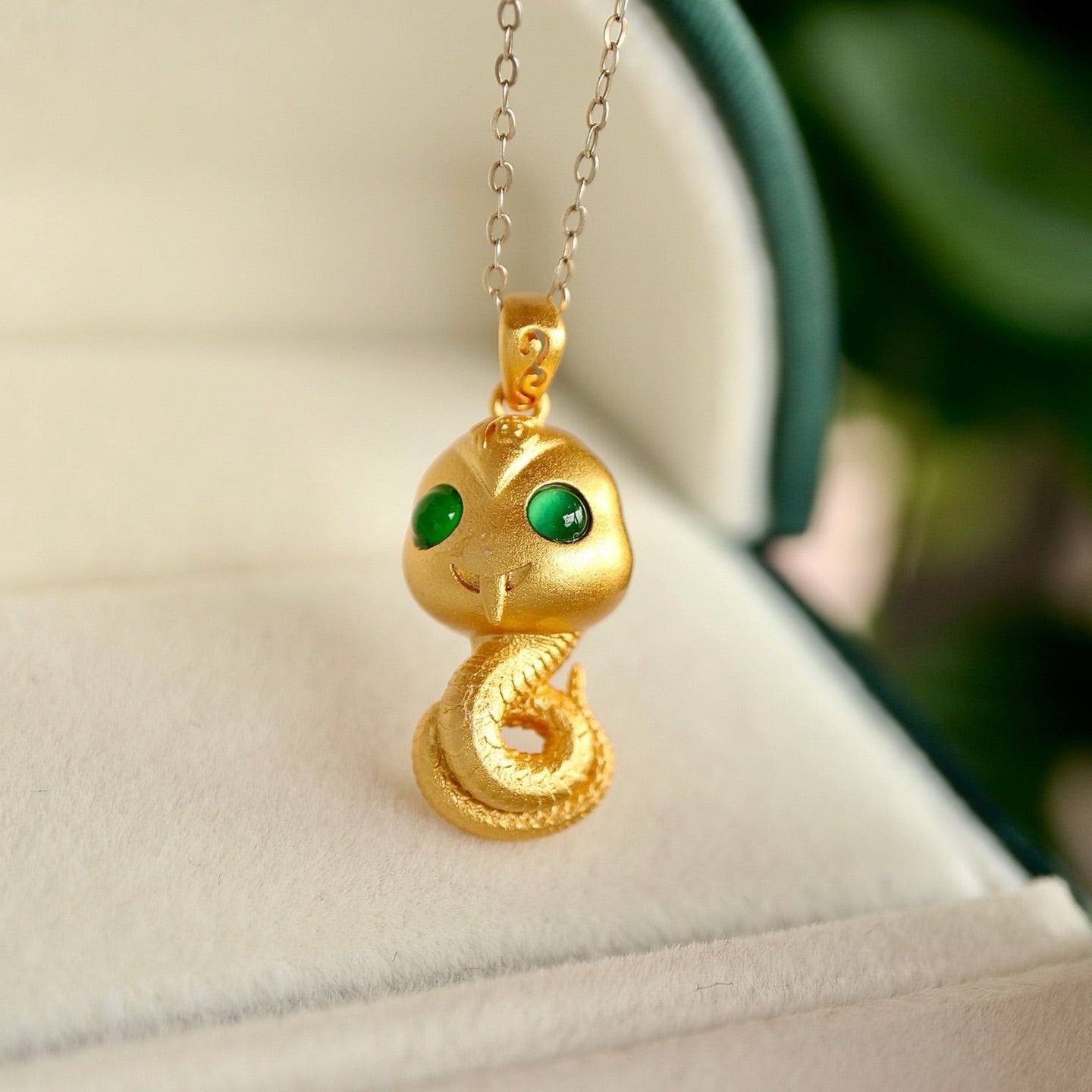 18K gold plated sterling silver 925 snake shape necklace