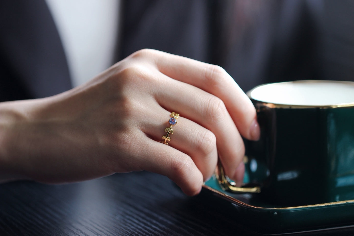 18 K gold plated sterling silver 925 Nature Amethyst Ring