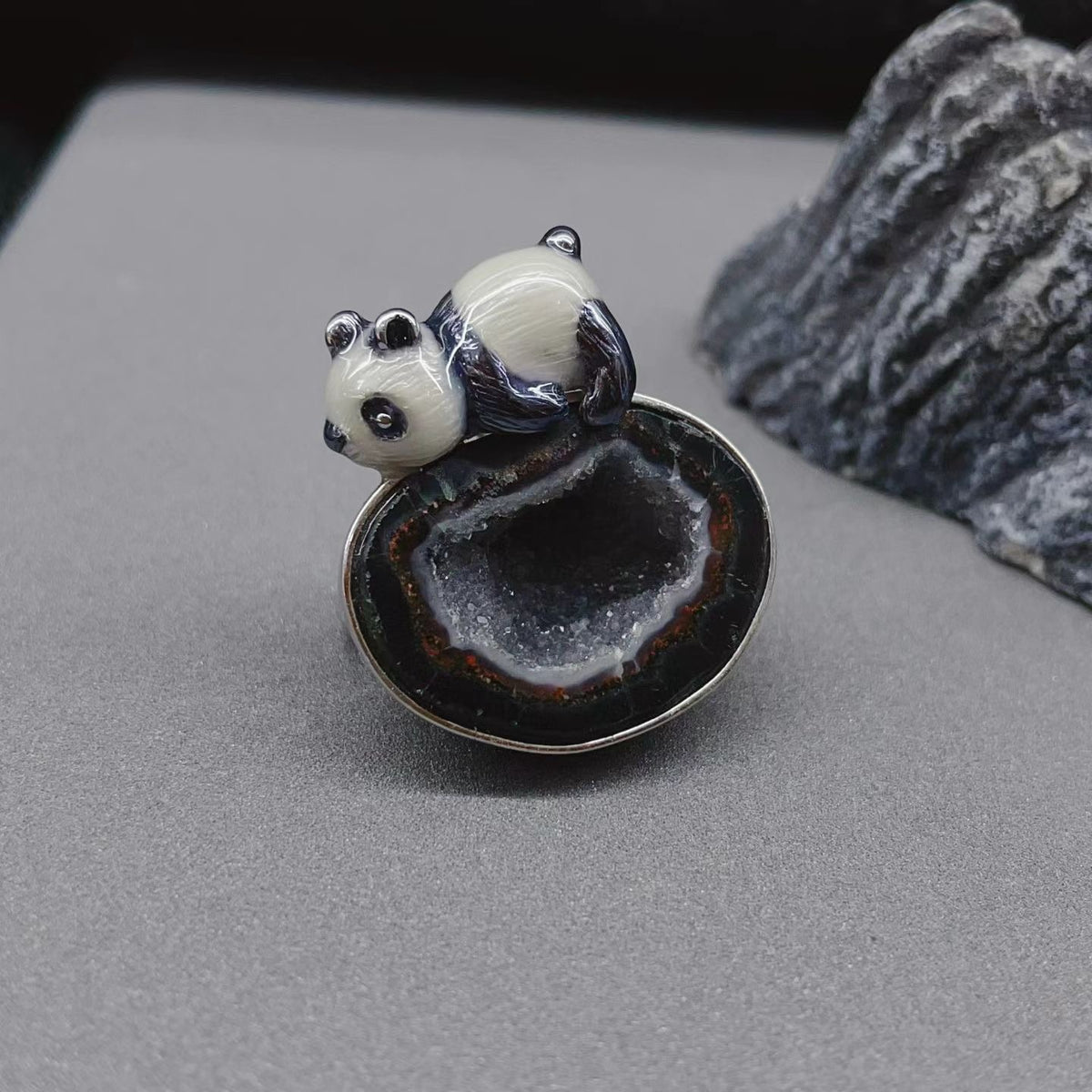 Panda Geode Brooch Pendant · Treasure Bowl Crystal