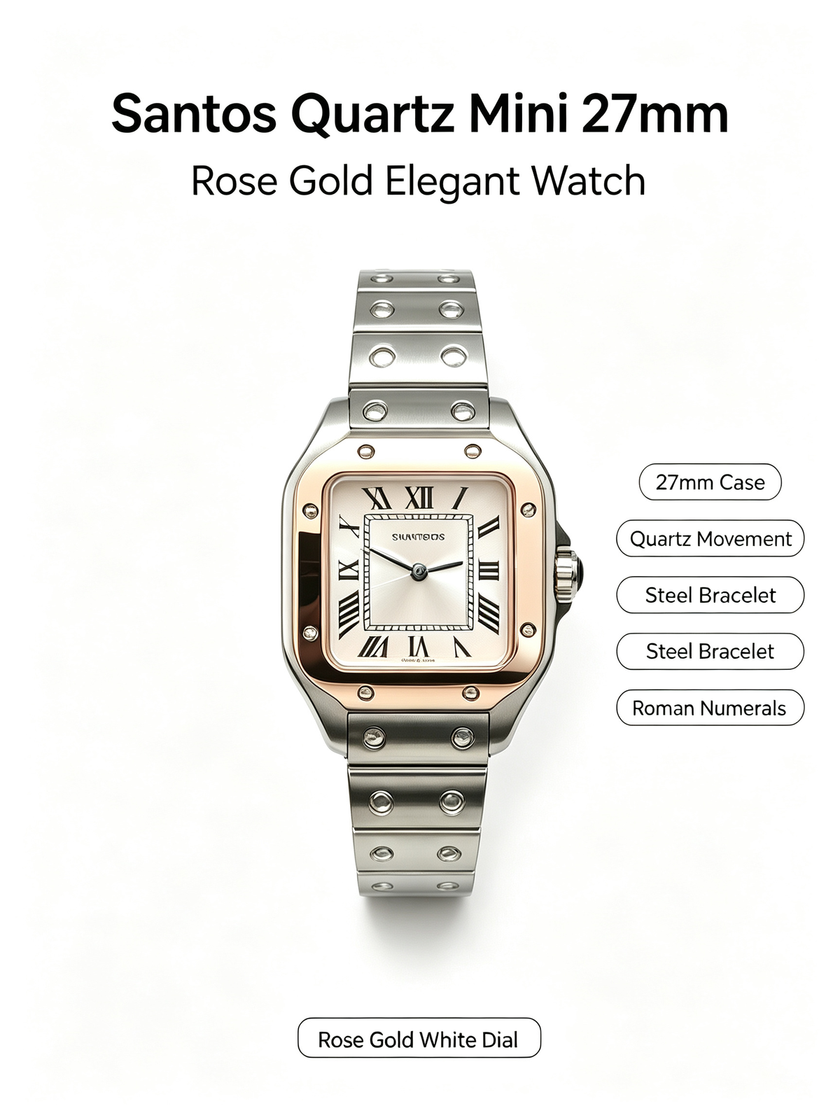Santos Quartz Mini 27mm | Unisex Vintage Square Wristwatch