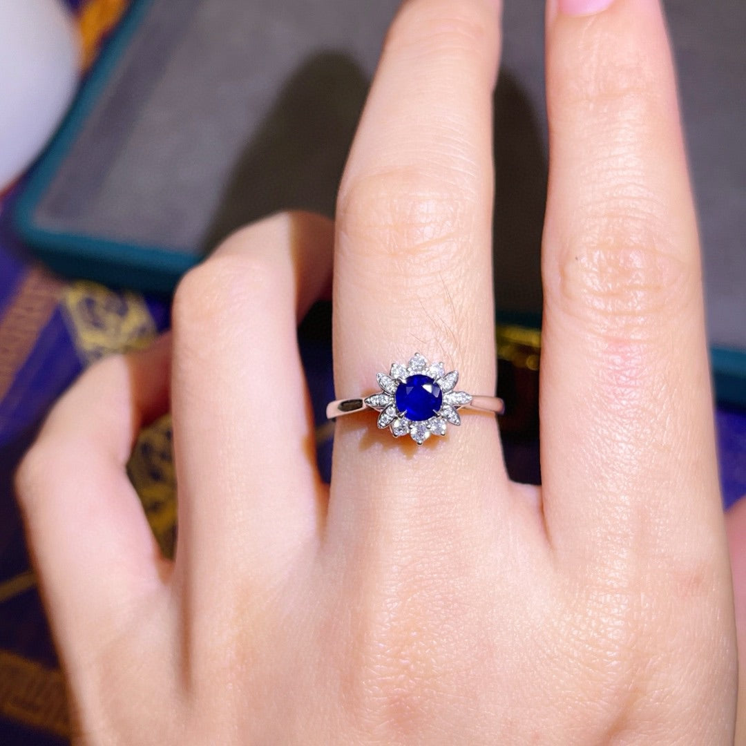Sunflower design natural Sapphire  Ring(only 1 stock)