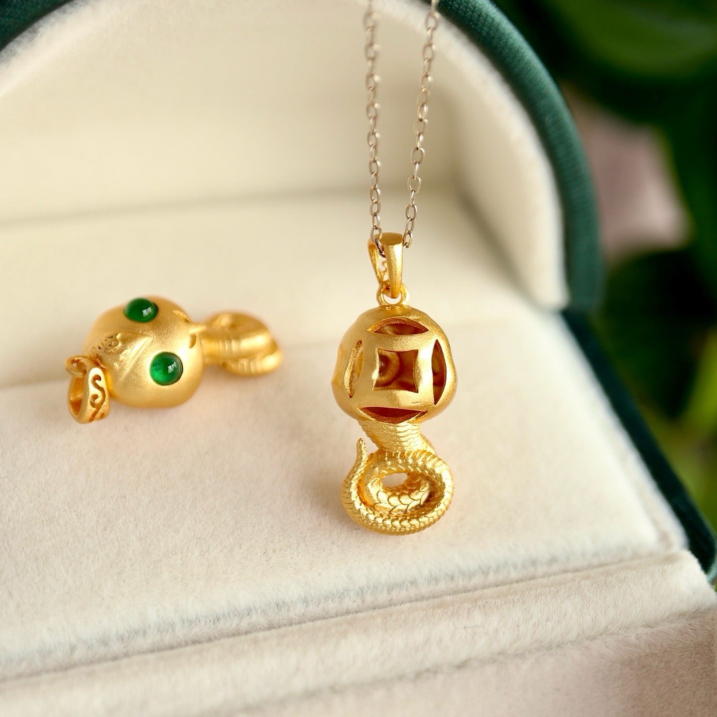 18K gold plated sterling silver 925 snake shape necklace