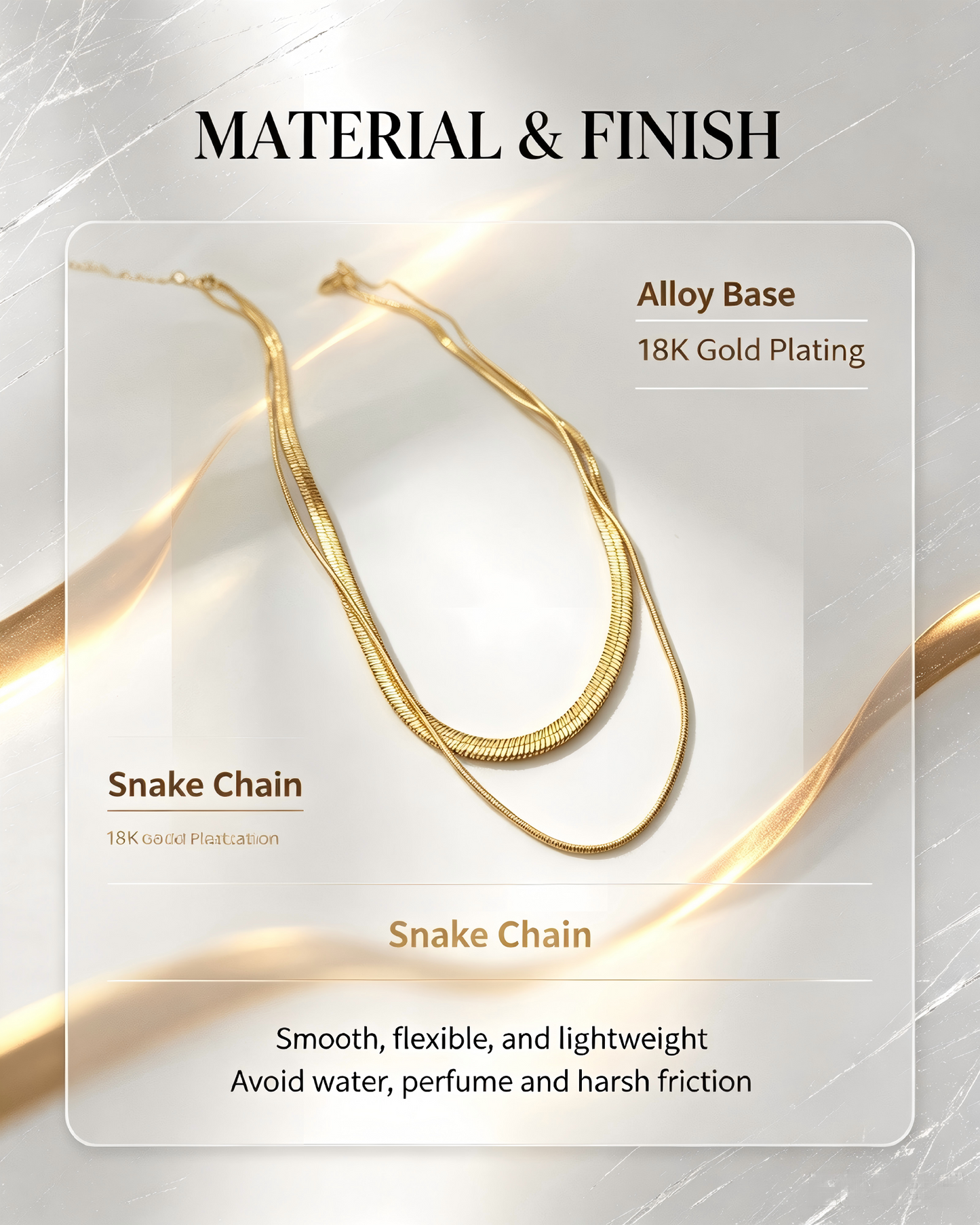 Double‑Layer 18K Gold Plated Snake Bone Titanium Steel Necklace