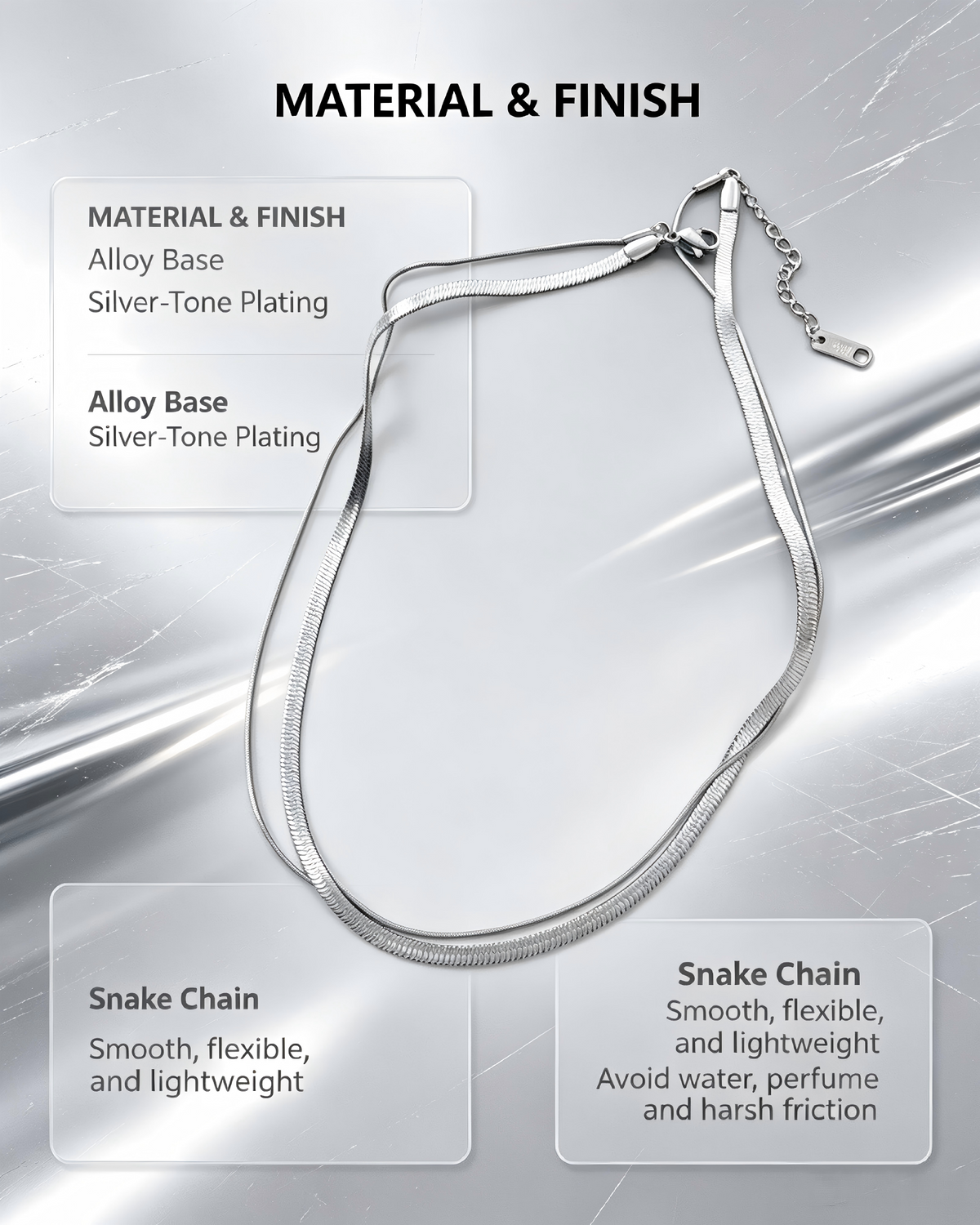 Double Layer Snake Bone Titanium Steel Necklace