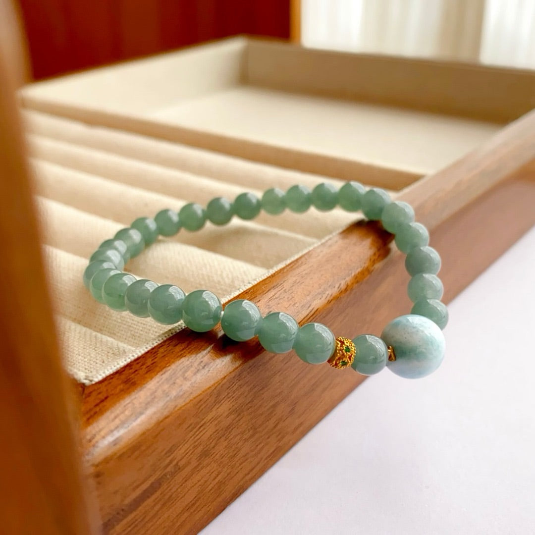 Nature blue water kind of jadeite Bracelet (6MM)