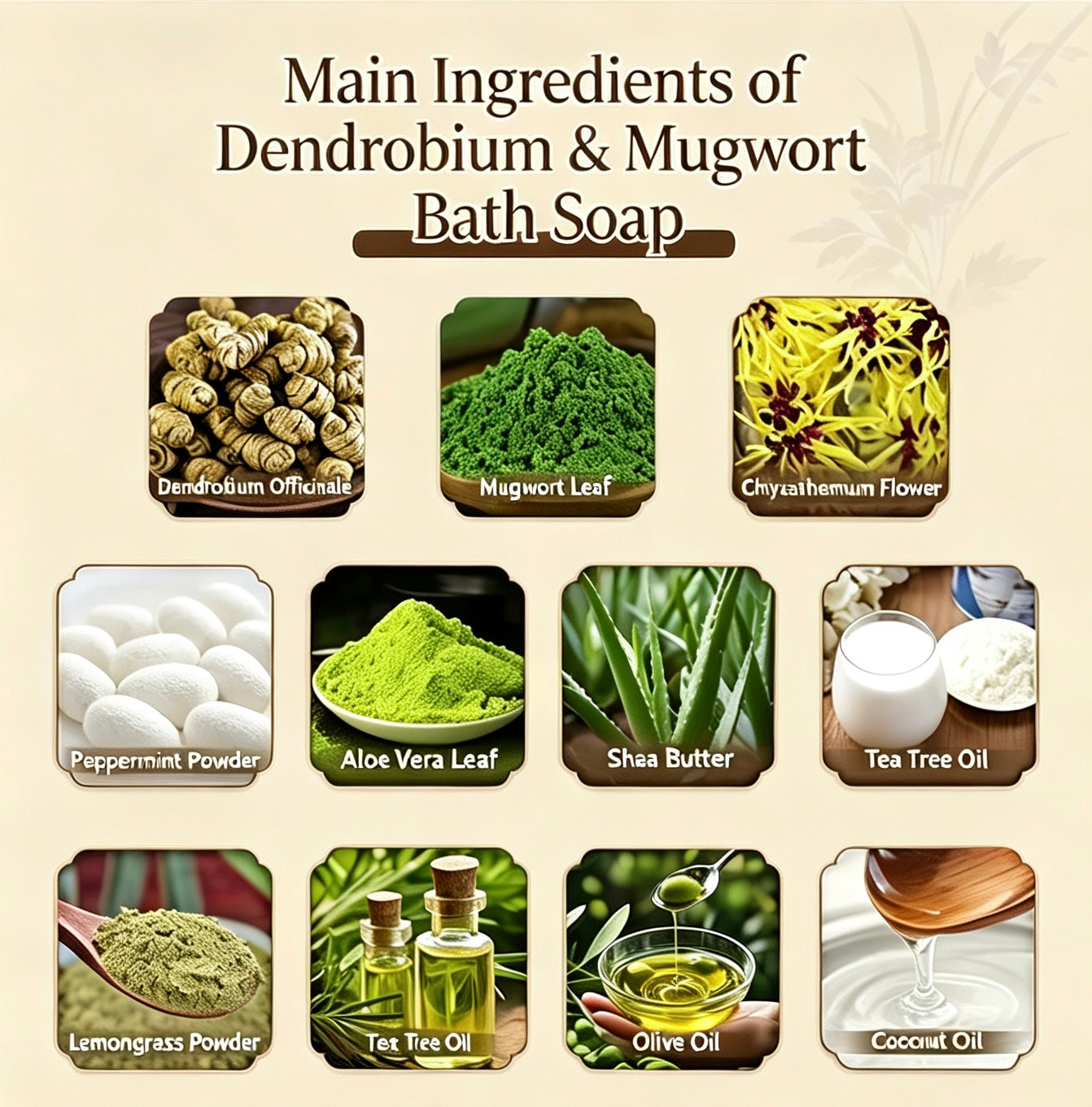 Dendrobium & Mugwort Lemongrass Handmade Soap Dendrobium & Mugwort Lemongrass Handmade Soap