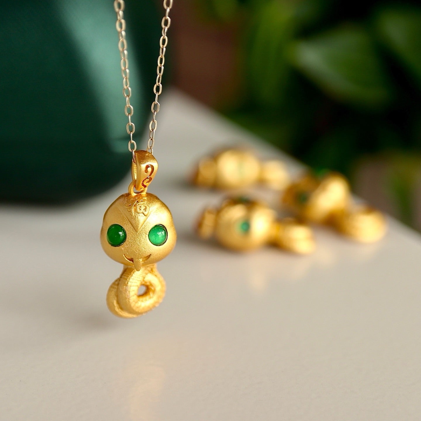18K gold plated sterling silver 925 snake shape necklace
