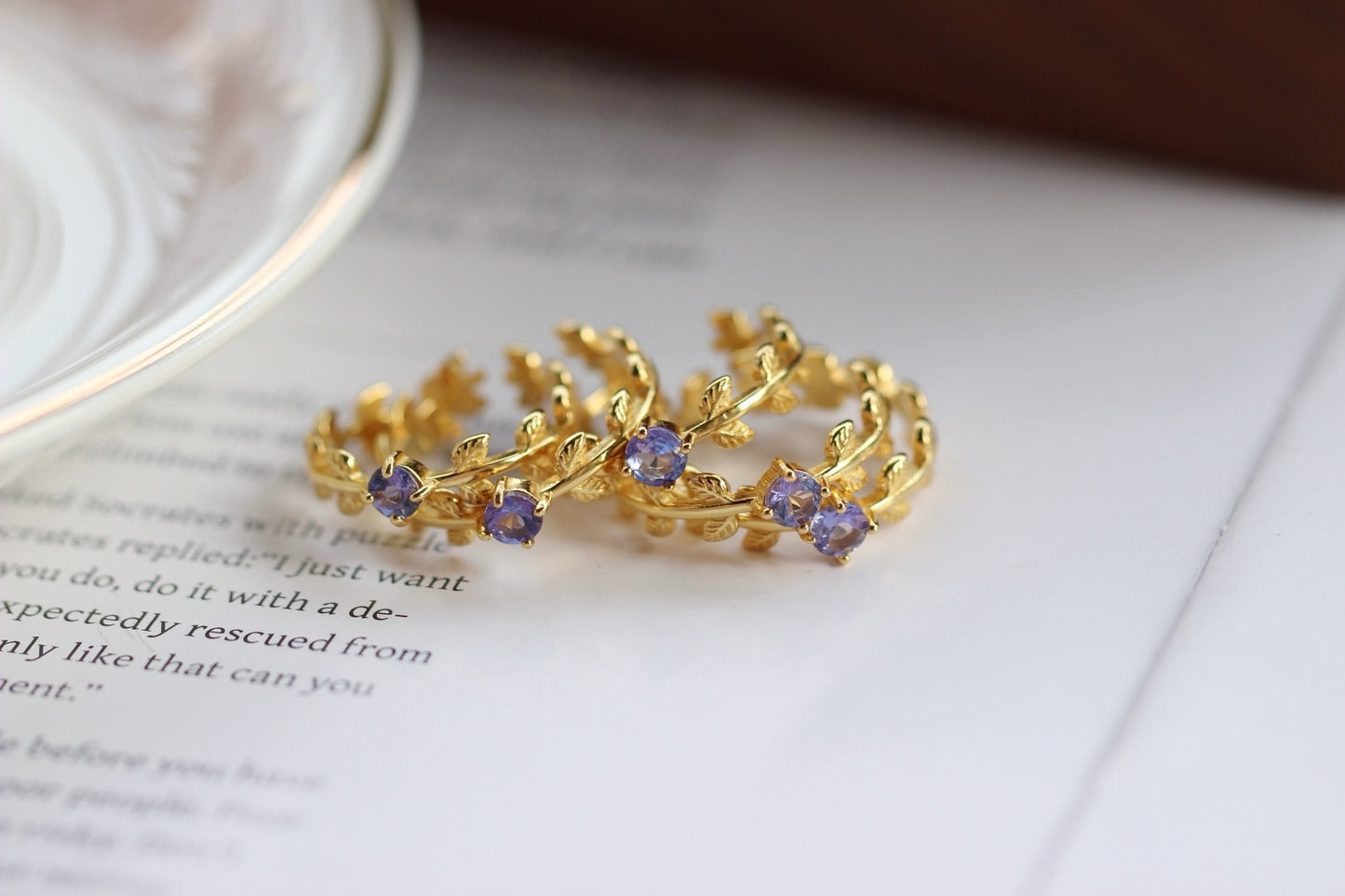 18 K gold plated sterling silver 925 Nature Amethyst Ring