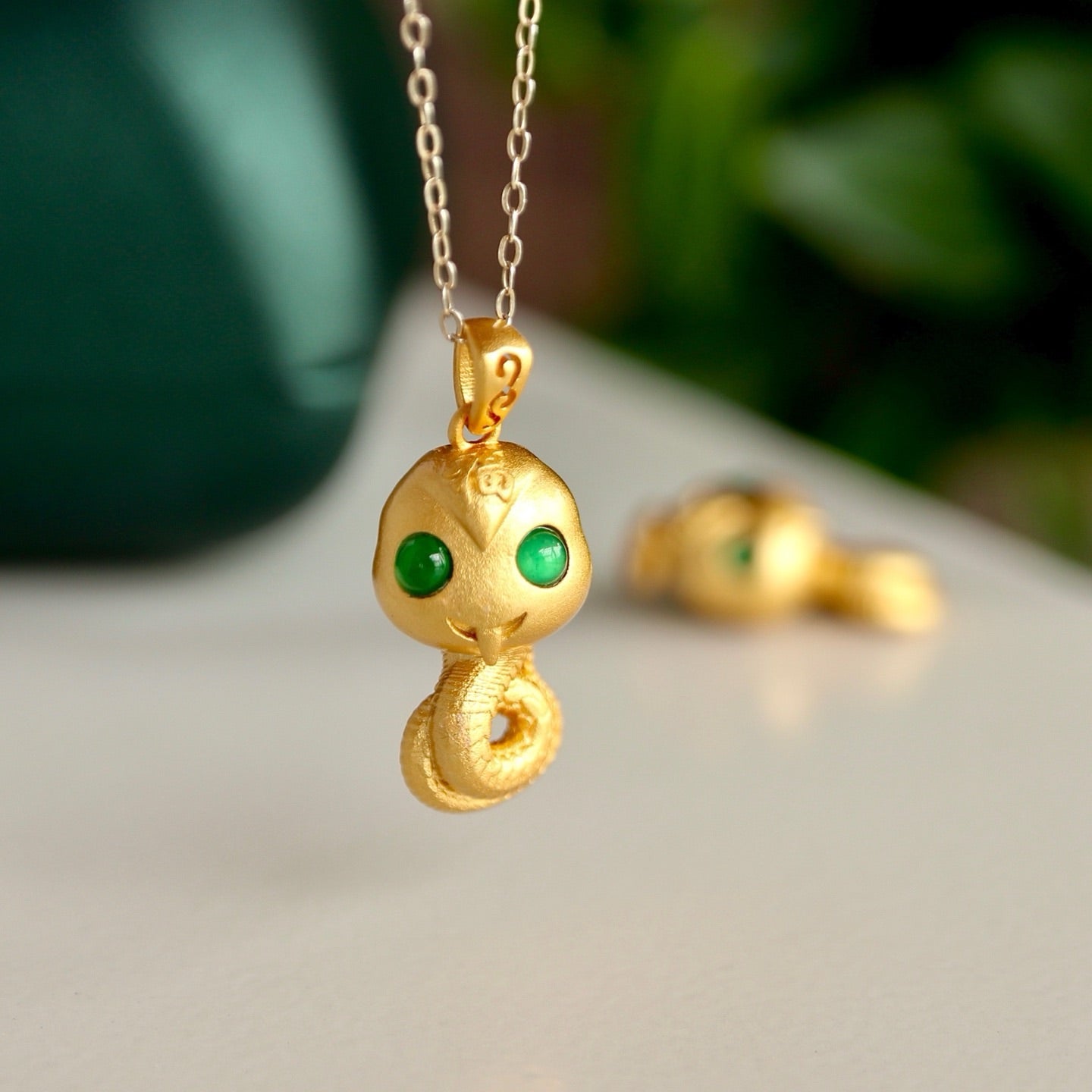 18K gold plated sterling silver 925 snake shape necklace