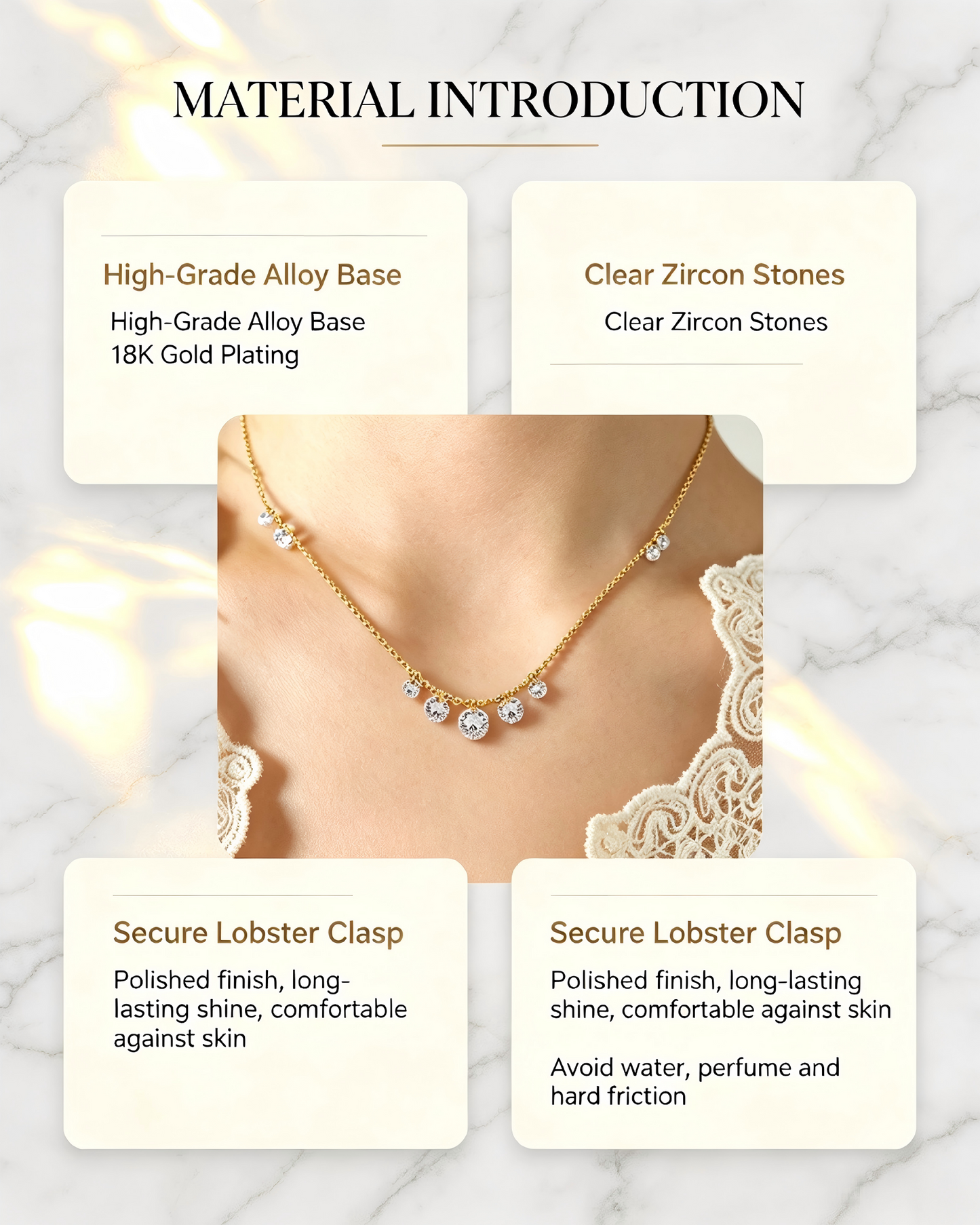 Raindrop Sparkle Dangling Zircon Necklace