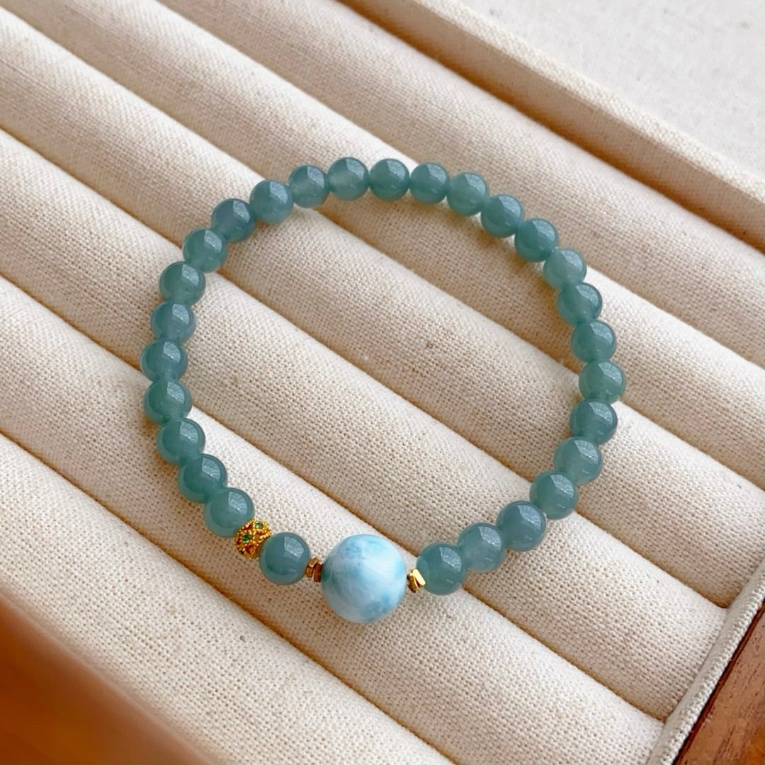 Nature blue water kind of jadeite Bracelet (6MM)