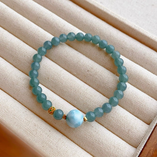 Nature blue water kind of jadeite Bracelet (6MM)