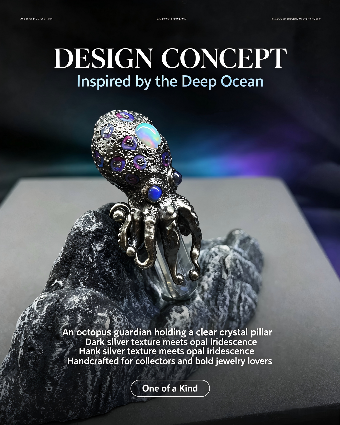 One‑of‑Kind Deep‑Sea Octopus Silver Art Ornament