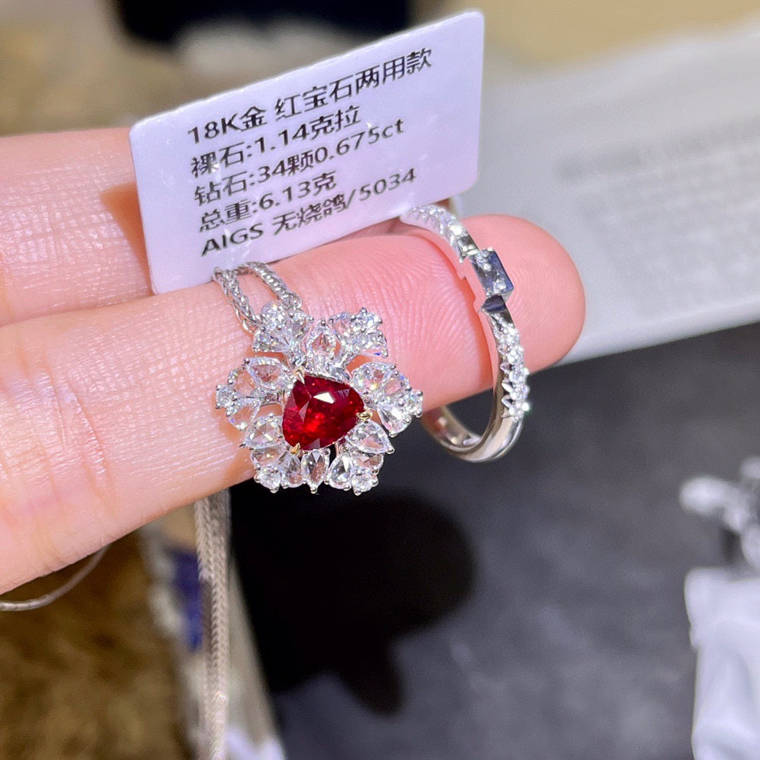 Multiple natural Ruby Necklace&Ring Only 1 Piece