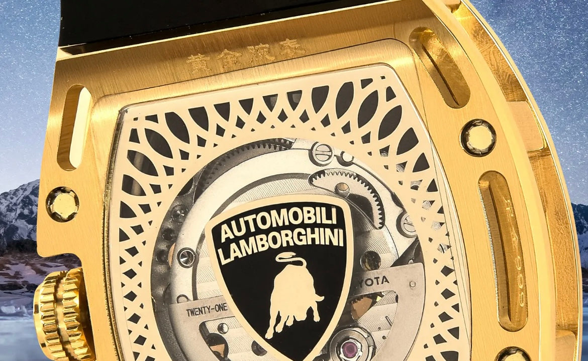 Fashionable 999 Golden Black & Golden Lamborghini Mechanical engineering watch