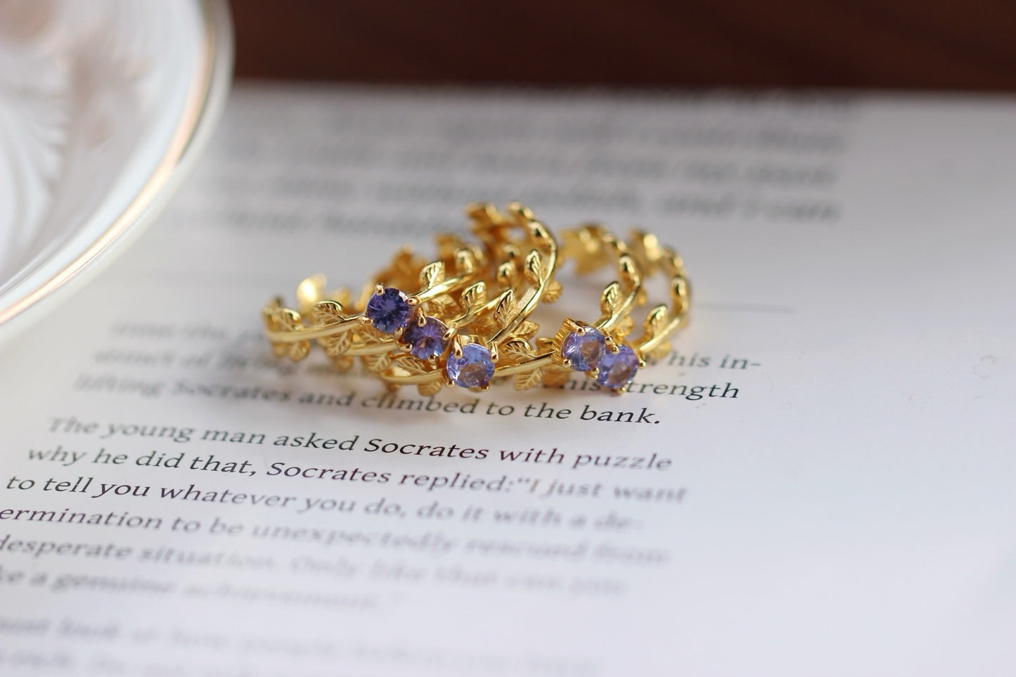 18 K gold plated sterling silver 925 Nature Amethyst Ring