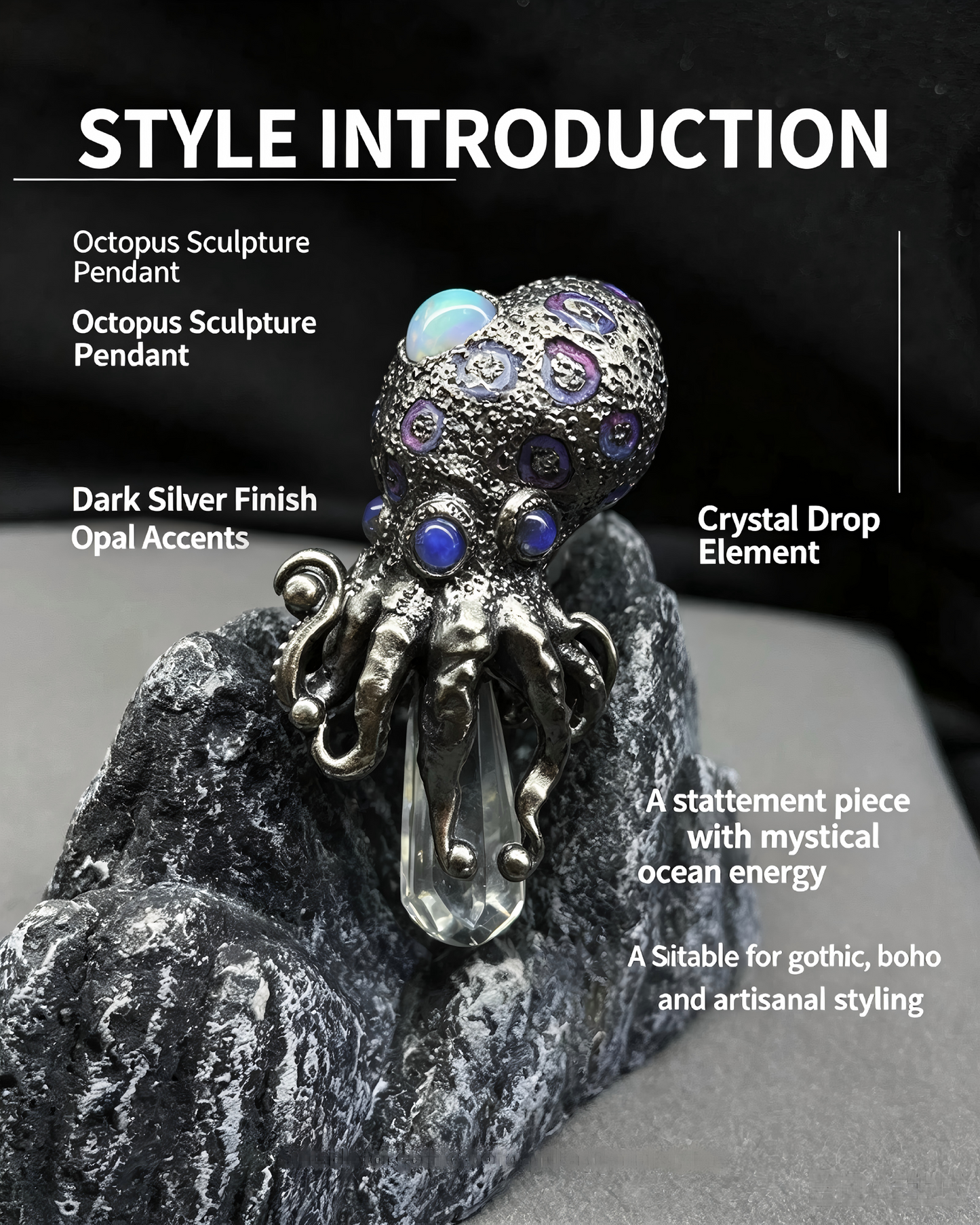 One‑of‑Kind Deep‑Sea Octopus Silver Art Ornament