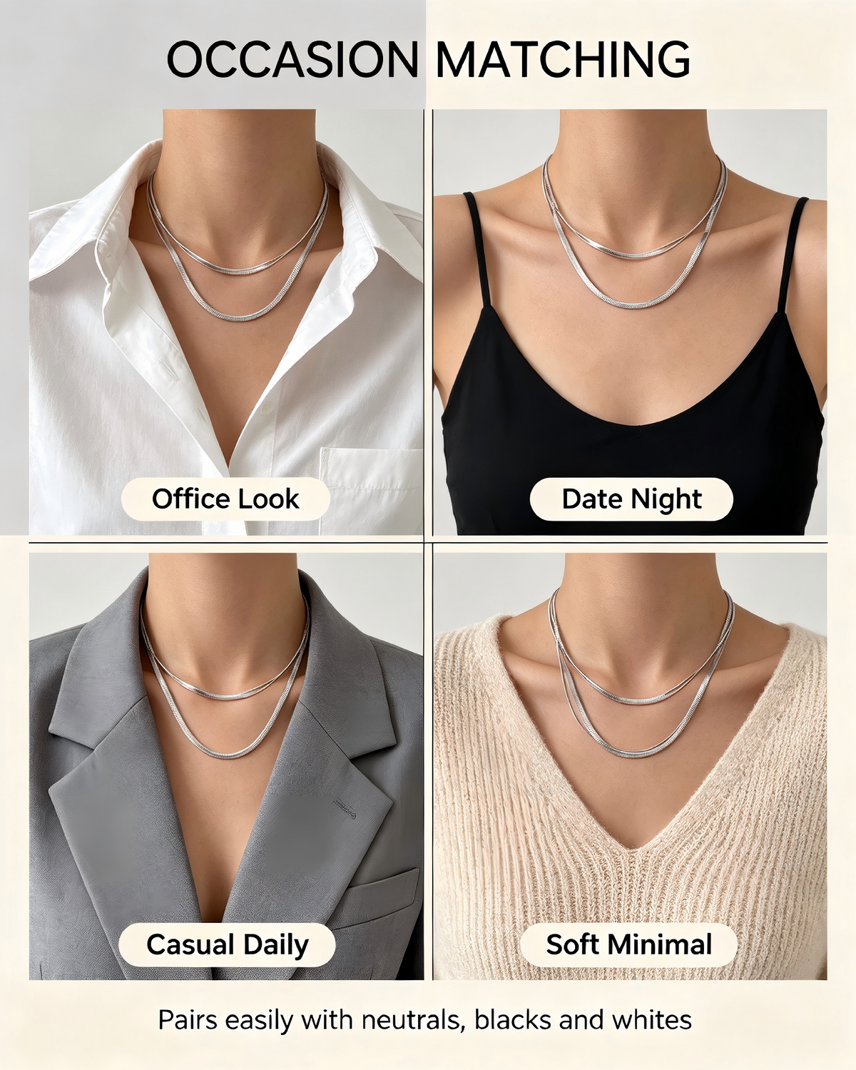 Double Layer Snake Bone Titanium Steel Necklace