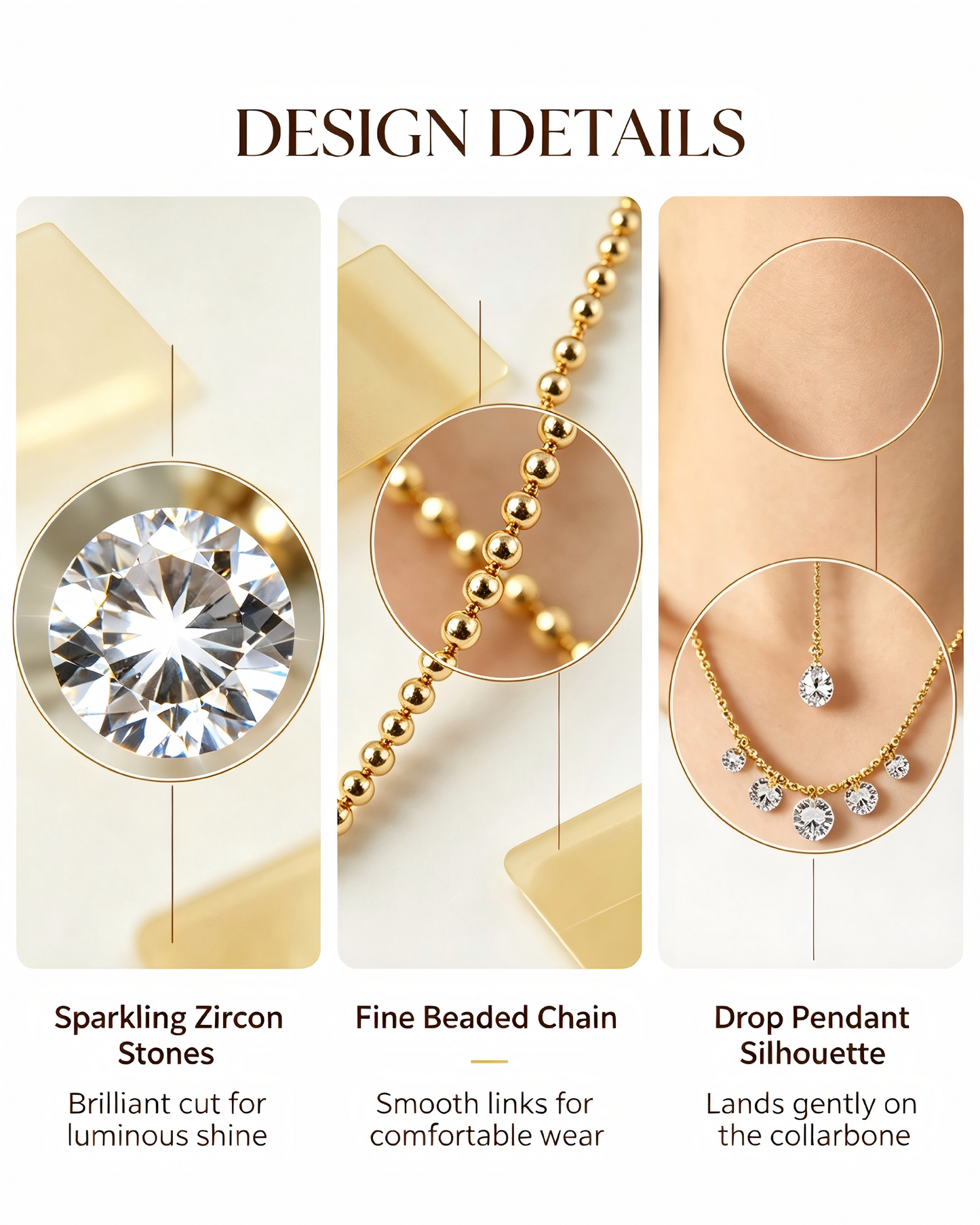 Raindrop Sparkle Dangling Zircon Necklace