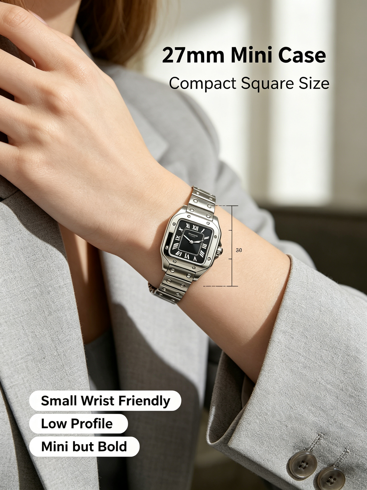 Santos Quartz Mini 27mm | Unisex Vintage Square Wristwatch