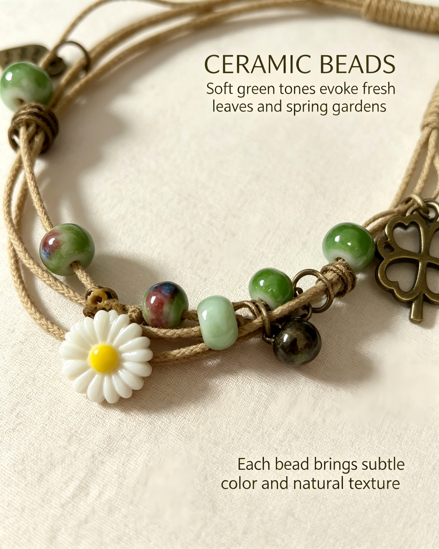 Floral Bracelet Blind Bag 9 Designs, Hidden Rare White Chrysanthemum Bracelet with "made with love" Heart & Four-Leaf Clover, Surprise Gift Jewelry for Ladies