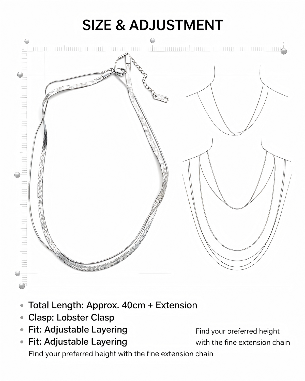 Double Layer Snake Bone Titanium Steel Necklace