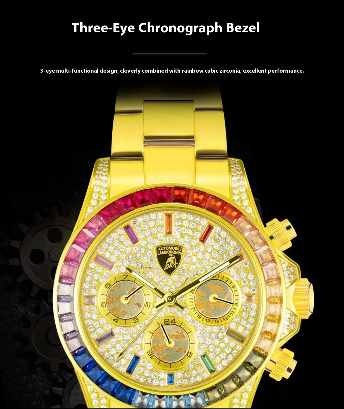 Lamborghini Golden Watch with Luxury gift Box