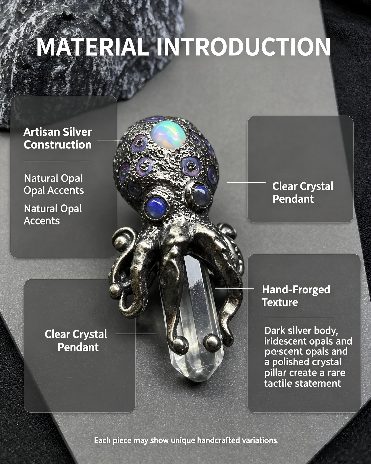 One‑of‑Kind Deep‑Sea Octopus Silver Art Ornament