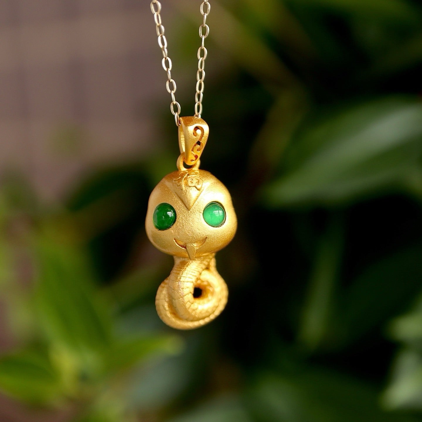 18K gold plated sterling silver 925 snake shape necklace