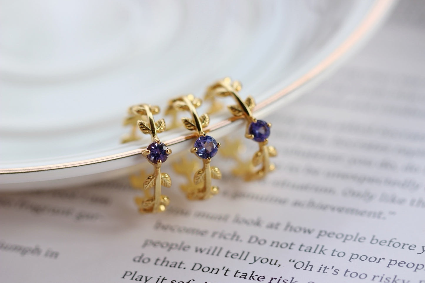 18 K gold plated sterling silver 925 Nature Amethyst Ring