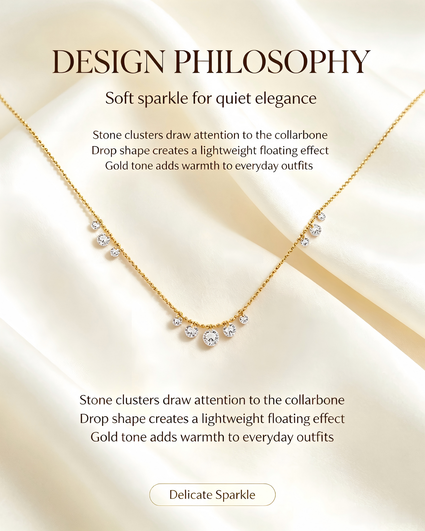 Raindrop Sparkle Dangling Zircon Necklace