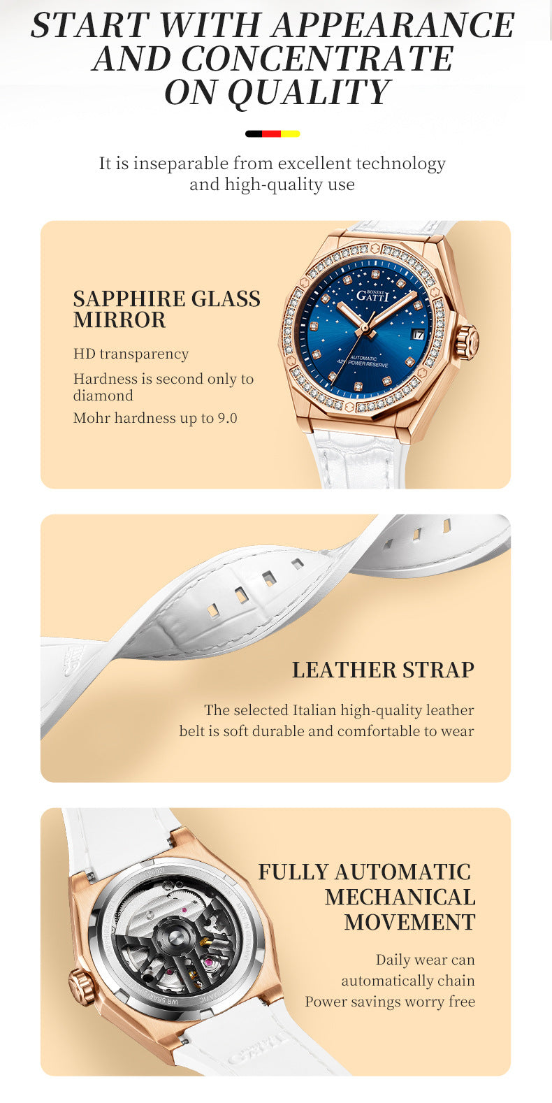 HOTTEST BONEST GATTI fashionable and Luxury elegance watch for Lady