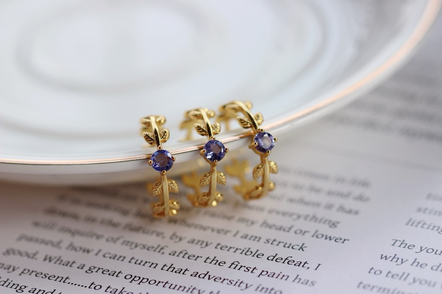 18 K gold plated sterling silver 925 Nature Amethyst Ring